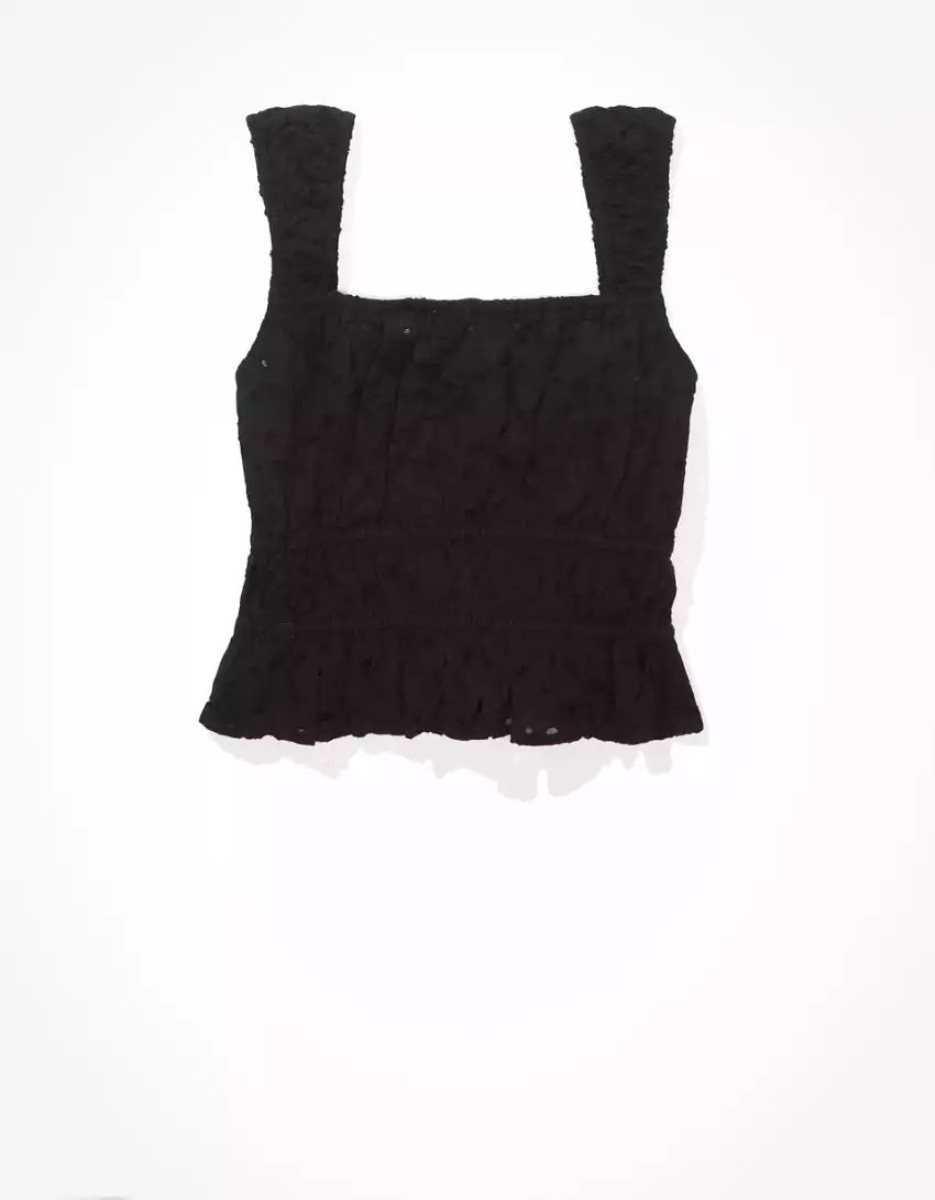 Chemises American Eagle AE Cap Sleeve Babydoll Blouse Noir Femme | QON-10117496